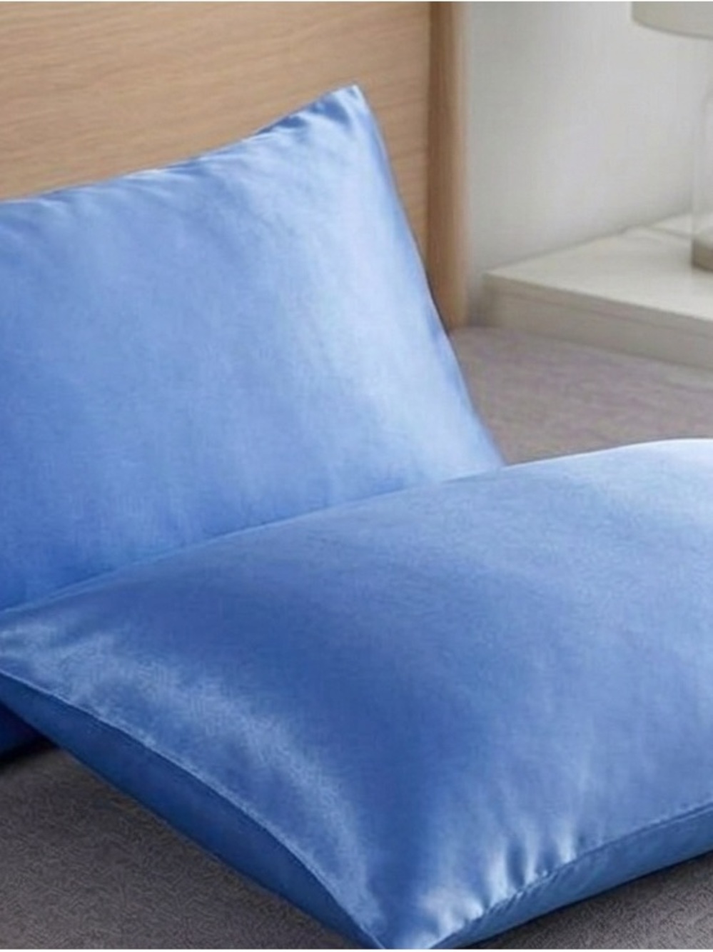 Luxury Blue Satin Pillowcase Set - Smooth Silky Finish